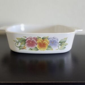 Vintage Corningware Pansy Casserole Dish
